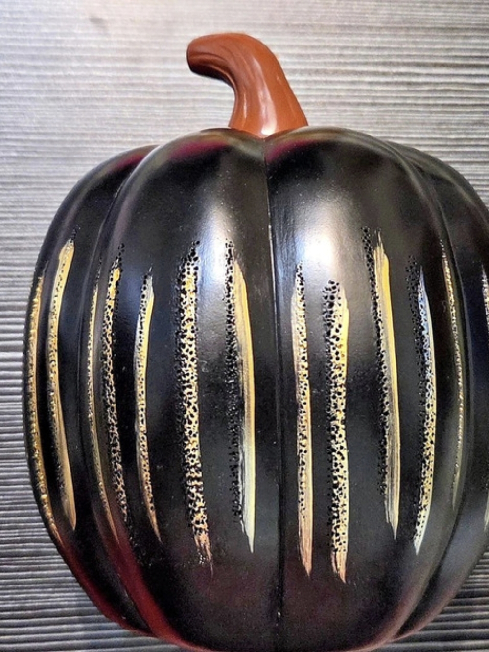 Black & Gold Striped Pumpkin Holiday Decor